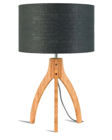 Stolová lampa s ľanovým tienidlom a bambusovým podnožím, Good&Mojo LAAV 105