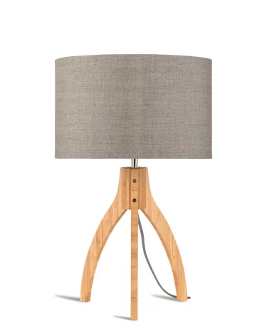 Stolová lampa s ľanovým tienidlom a bambusovým podnožím, Good&Mojo LAAV 108