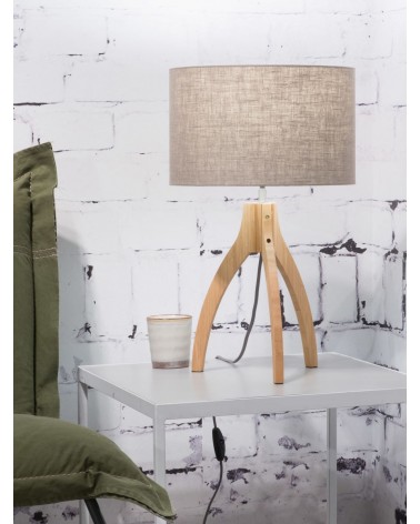 Stolová lampa s ľanovým tienidlom a bambusovým podnožím, Good&Mojo LAAV 109