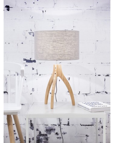 Stolová lampa s ľanovým tienidlom a bambusovým podnožím, Good&Mojo LAAV 111
