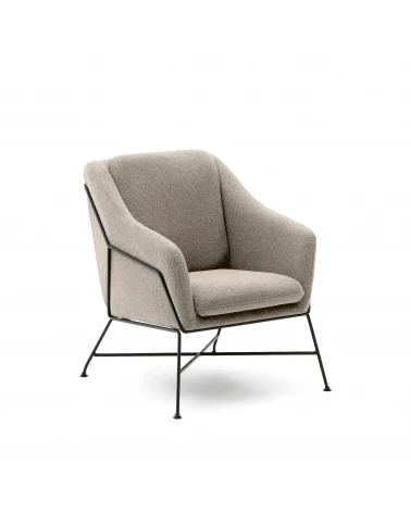 Brida armchair in beige and steel legs with black finish