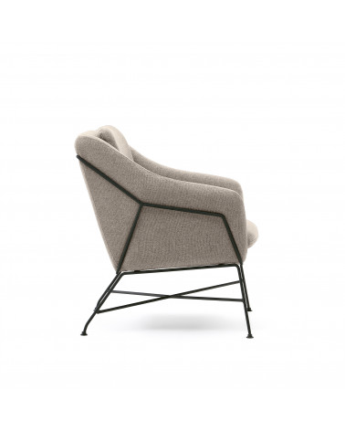 Brida armchair in beige and steel legs with black finish
