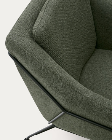 Brida armchair in green and steel legs with black finish