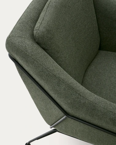 Brida armchair in green and steel legs with black finish