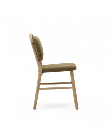 Helda chair in green chenille and solid oak wood