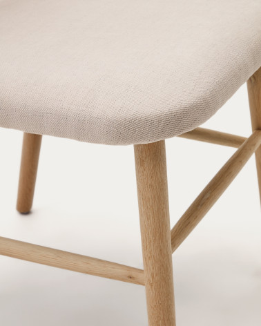 Helda chair in beige chenille and solid oak wood