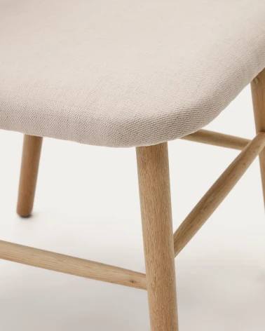 Helda chair in beige chenille and solid oak wood