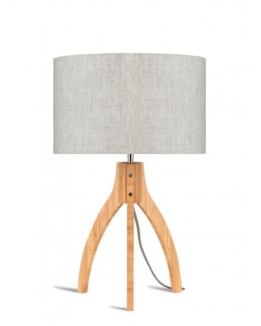 Stolová lampa s ľanovým tienidlom a bambusovým podnožím, Good&Mojo LAAV 112