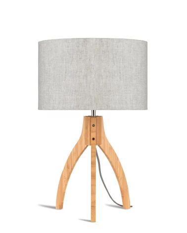 Stolová lampa s ľanovým tienidlom a bambusovým podnožím, Good&Mojo LAAV 112