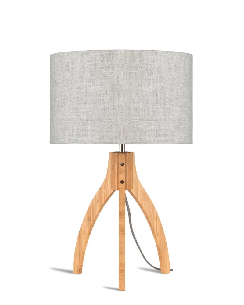 Stolová lampa s ľanovým tienidlom a bambusovým podnožím, Good&Mojo LAAV 112