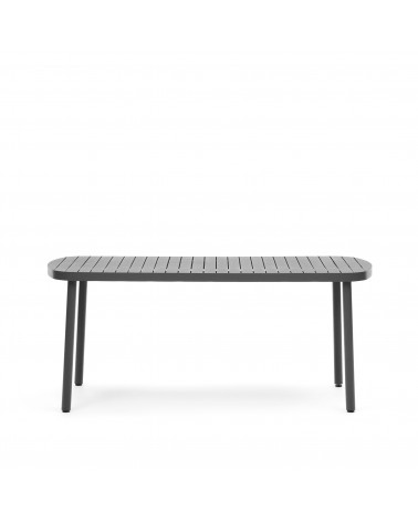 Joncols outdoor aluminium table with a powder coated grey finish, 180 x 90 cm