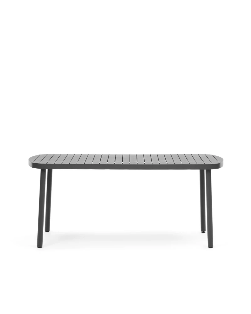 Joncols outdoor aluminium table with a powder coated grey finish, 180 x 90 cm