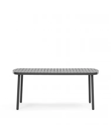 Joncols outdoor aluminium table with a powder coated grey finish, 180 x 90 cm