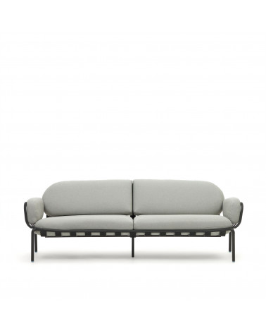 Joncols outdoor aluminium 3 seater sofa with powder coated grey finish, 225 cm