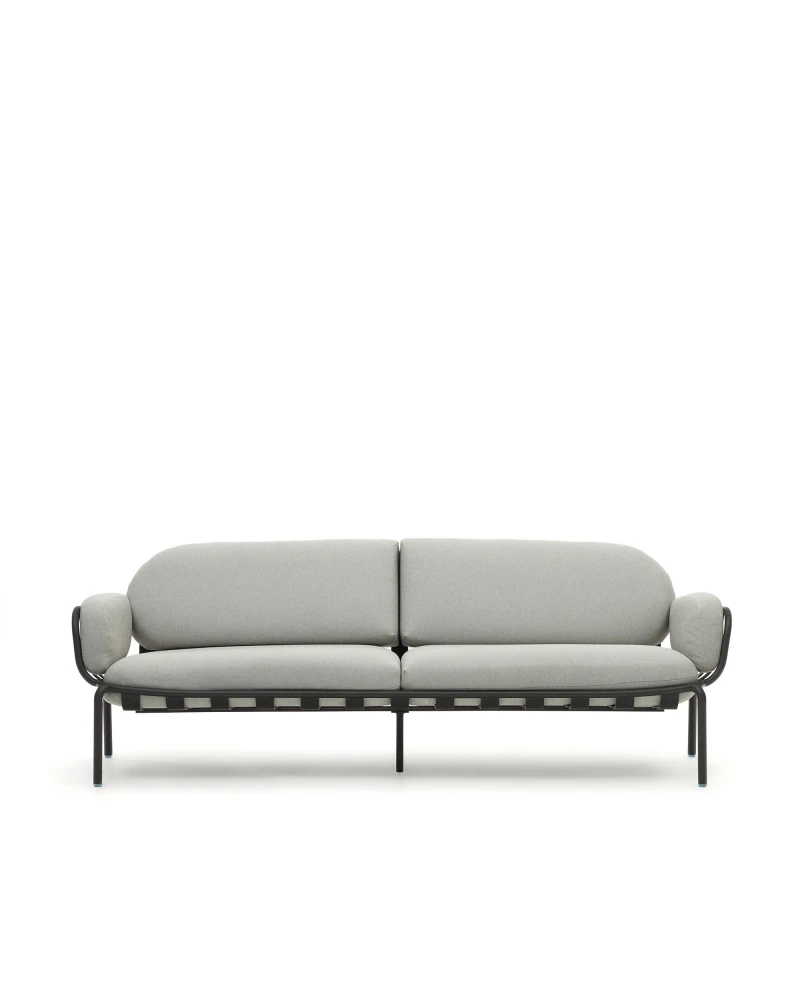 Joncols outdoor aluminium 3 seater sofa with powder coated grey finish, 225 cm