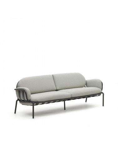 Joncols outdoor aluminium 3 seater sofa with powder coated grey finish, 225 cm