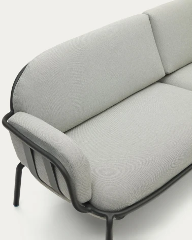 Joncols outdoor aluminium 3 seater sofa with powder coated grey finish, 225 cm