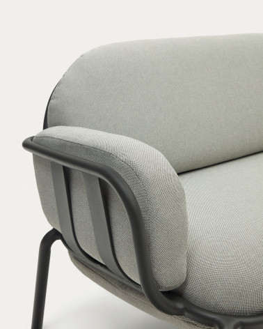 Joncols outdoor aluminium 3 seater sofa with powder coated grey finish, 225 cm