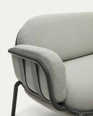 Joncols outdoor aluminium 3 seater sofa with powder coated grey finish, 225 cm