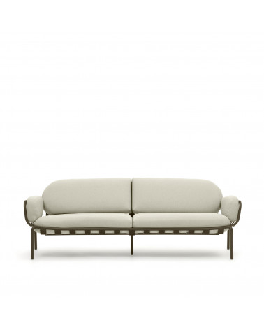 Joncols outdoor aluminium 3 seater sofa with powder coated green finish, 225 cm