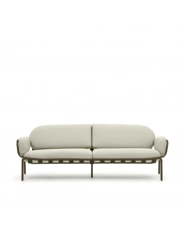 Joncols outdoor aluminium 3 seater sofa with powder coated green finish, 225 cm