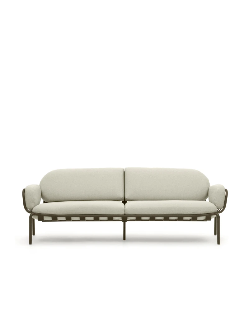 Joncols outdoor aluminium 3 seater sofa with powder coated green finish, 225 cm