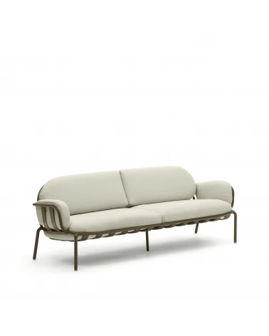 Joncols outdoor aluminium 3 seater sofa with powder coated green finish, 225 cm