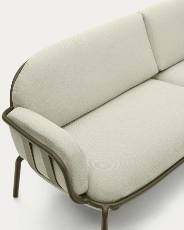 Joncols outdoor aluminium 3 seater sofa with powder coated green finish, 225 cm