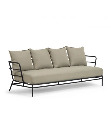 Mareluz 3 seater sofa in black steel, 197 cm