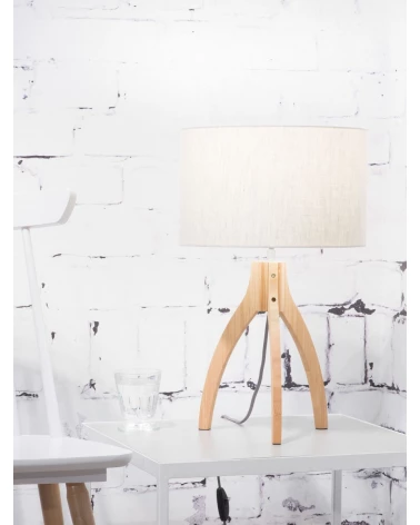 Stolová lampa s ľanovým tienidlom a bambusovým podnožím, Good&Mojo LAAV 113