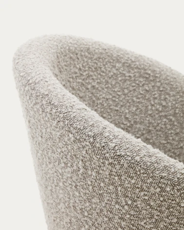 Marvin swivel chair with grey fleece and beech wood legs in a natural finish