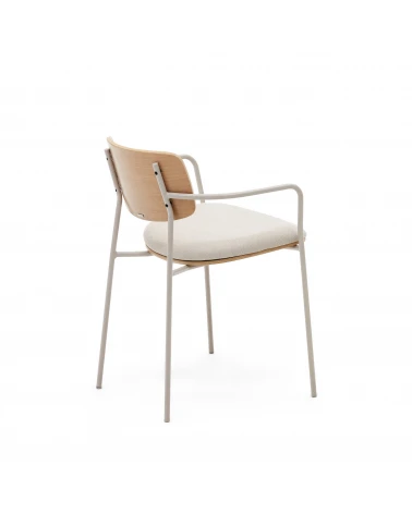 Maureen stackable chair in natural oak veneer with beige legs