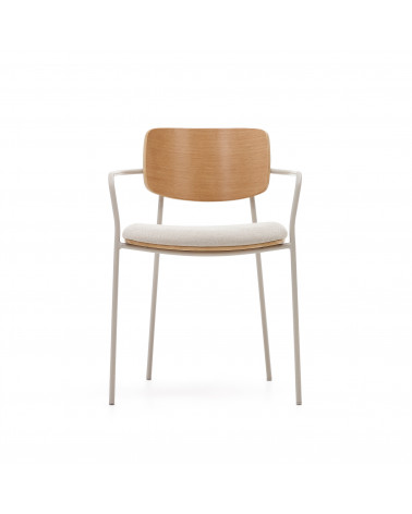 Maureen stackable chair in natural oak veneer with beige legs