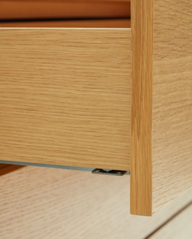 Vedrana 5 drawer chest of drawers in oak veneer with black steel legs, 60 x 114 cm