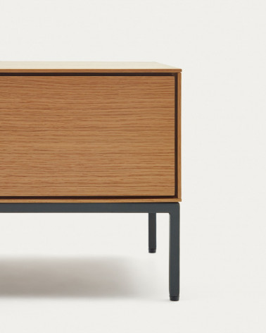 Vedrana 3 drawer TV stand in oak veneer with black steel legs, 195 x 35 cm