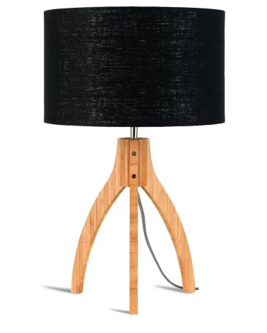 Stolová lampa s ľanovým tienidlom a bambusovým podnožím, Good&Mojo LAAV 117