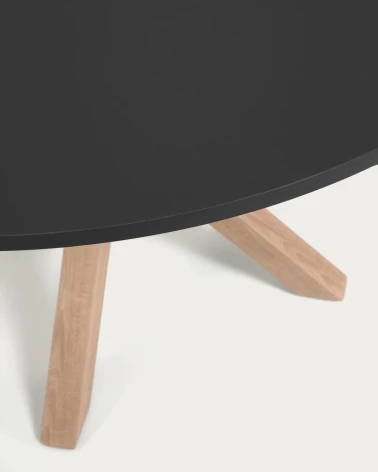 Full Argo round Ă 119 cm black laquered DM table with steel legs with wood-effect finish