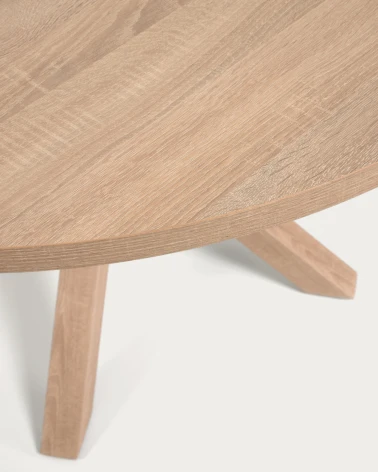 Full Argo round Ă 119 cm natural melamine table with steel legs with wood-effect finish