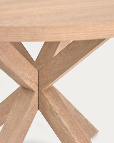 Full Argo round Ă 119 cm natural melamine table with steel legs with wood-effect finish
