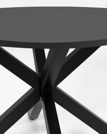 Full Argo round Ă 119 cm black laquered DM table with steel legs in black