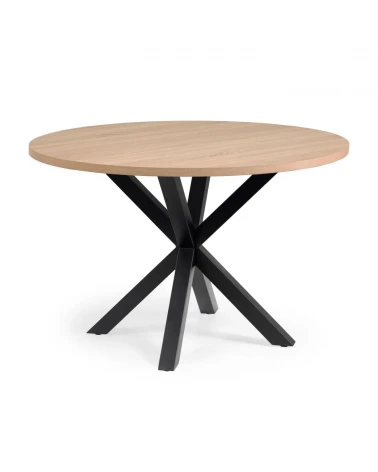 Full Argo round Ă 119 cm melamine table with steel legs with black finish