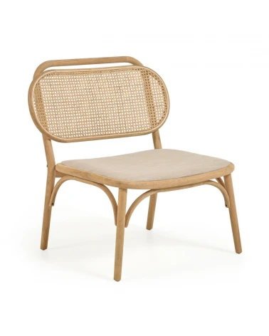 Doriane solid oak easy chair with natural finish and upholstered seat