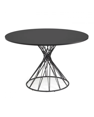 Niut round Ă 120 cm black laquered DM table with steel legs with black finish