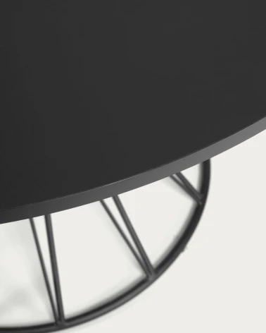 Niut round Ă 120 cm black laquered DM table with steel legs with black finish