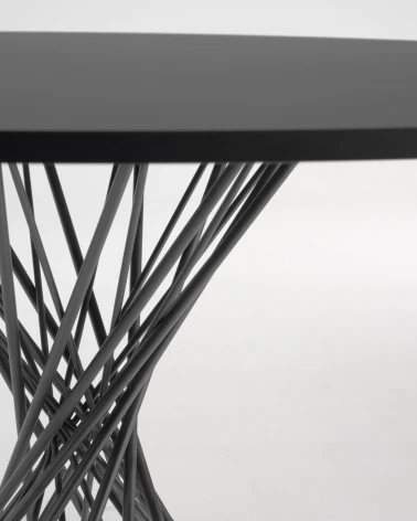 Niut round Ă 120 cm black laquered DM table with steel legs with black finish