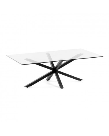 Argo coffee table glass black legs 130 x 70 cm