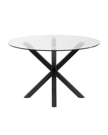Full Argo round glass table with steel legs with black finish Ă 119 cm