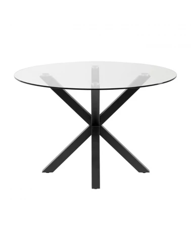Full Argo round glass table with steel legs with black finish Ă 119 cm