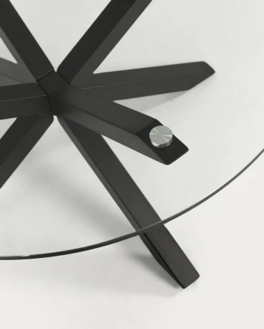 Full Argo round glass table with steel legs with black finish Ă 119 cm