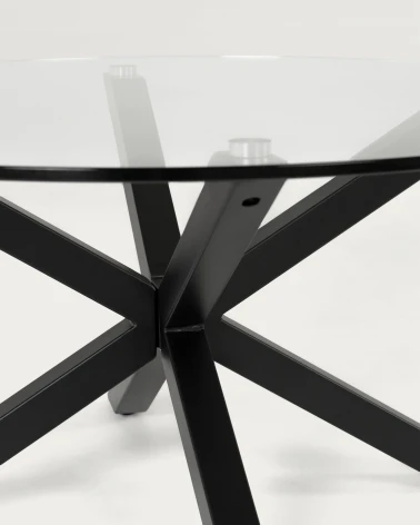 Full Argo round glass table with steel legs with black finish Ă 119 cm